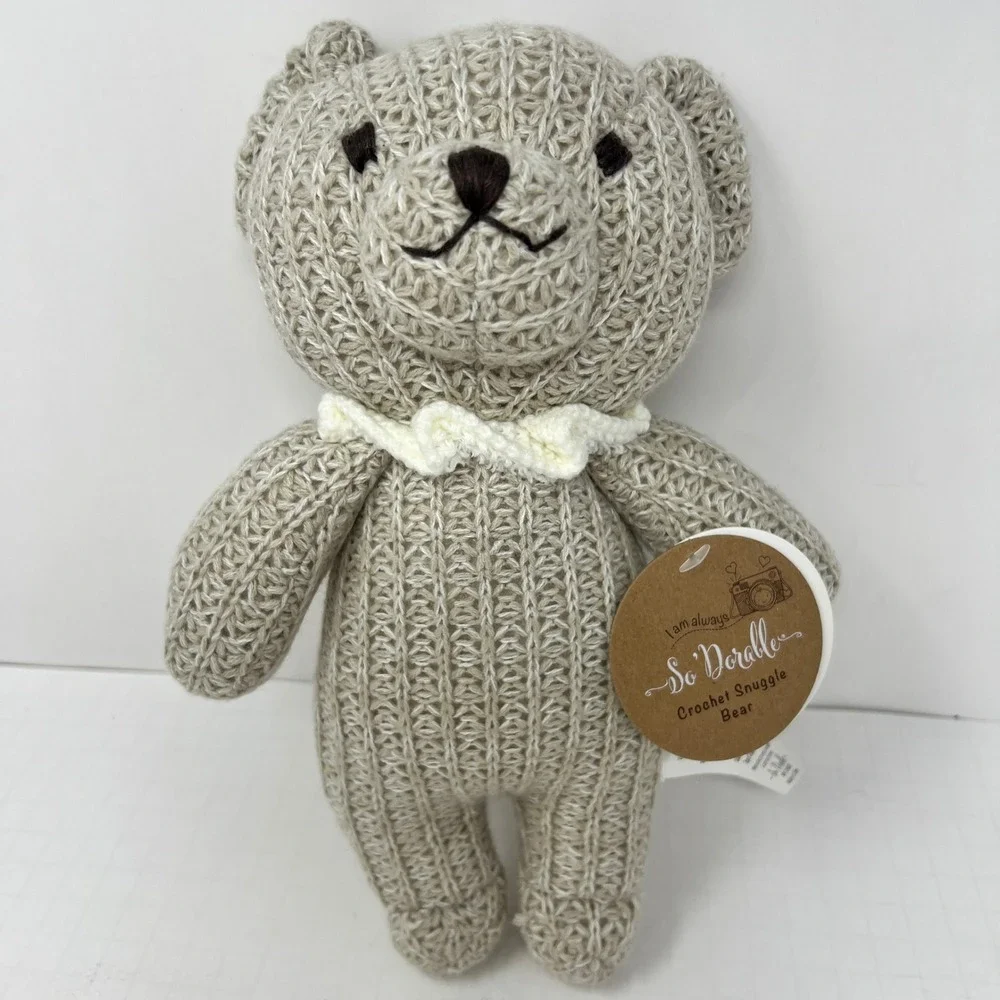 SoDorable Crochet Snuggle Bear Tan Knit Plush Toy OS 500001‎ Soft Stuffed Animal